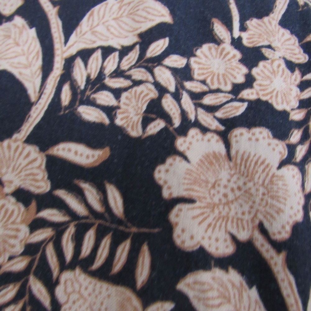 Faherty Savoie Floral Jumpsuit Linen Blend Navy Long Sleeve XS Drawcord Comfort - Picture 10 of 12